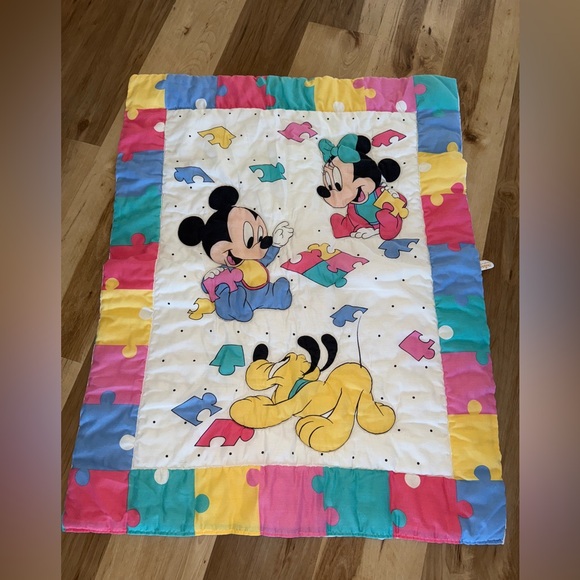 Vintage Mickey Mouse  Disney Baby Blanket - Picture 1 of 4